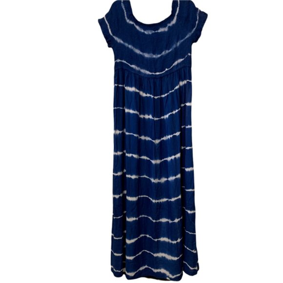 Mlle Gabrielle Dresses & Skirts - mlle gabrielle Blue Maxi Tye died Smocked Bodice Dress 2XL